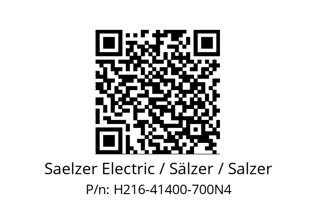   Saelzer Electric / Sälzer / Salzer H216-41400-700N4