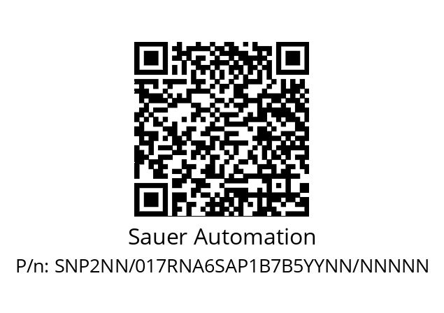   Sauer Automation SNP2NN/017RNA6SAP1B7B5YYNN/NNNNN