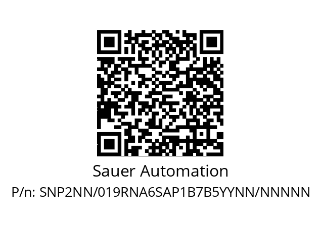   Sauer Automation SNP2NN/019RNA6SAP1B7B5YYNN/NNNNN