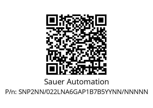   Sauer Automation SNP2NN/022LNA6GAP1B7B5YYNN/NNNNN