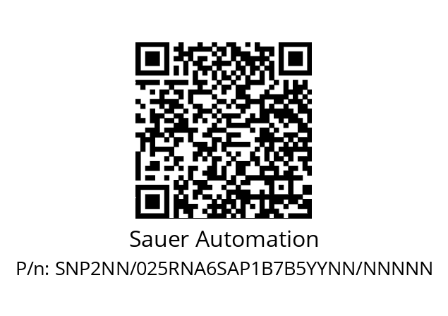   Sauer Automation SNP2NN/025RNA6SAP1B7B5YYNN/NNNNN