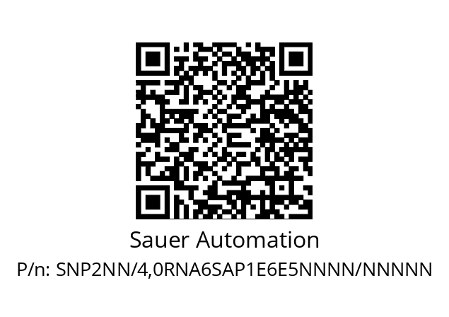   Sauer Automation SNP2NN/4,0RNA6SAP1E6E5NNNN/NNNNN