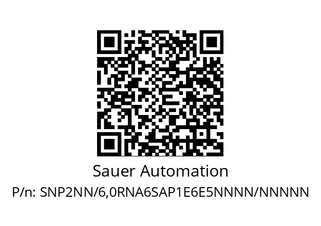   Sauer Automation SNP2NN/6,0RNA6SAP1E6E5NNNN/NNNNN