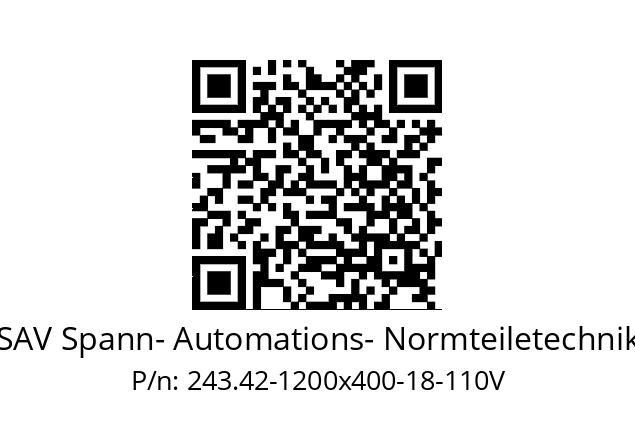   SAV Spann- Automations- Normteiletechnik 243.42-1200x400-18-110V