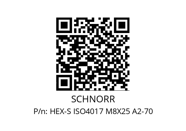   SCHNORR HEX-S ISO4017 M8X25 A2-70