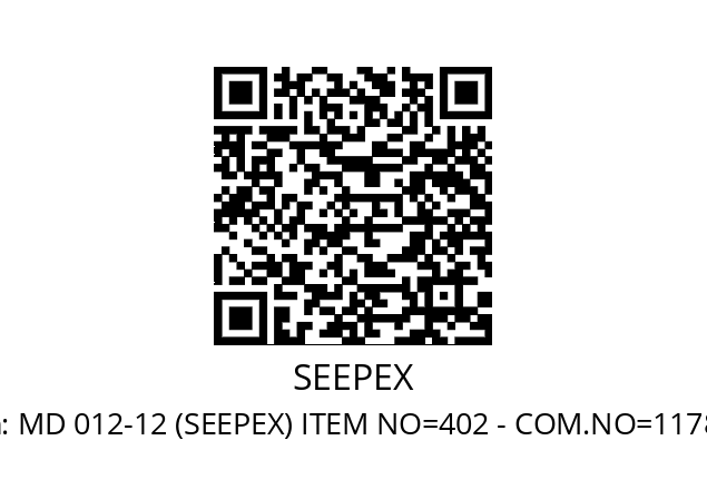   SEEPEX MD 012-12 (SEEPEX) ITEM NO=402 - COM.NO=117847