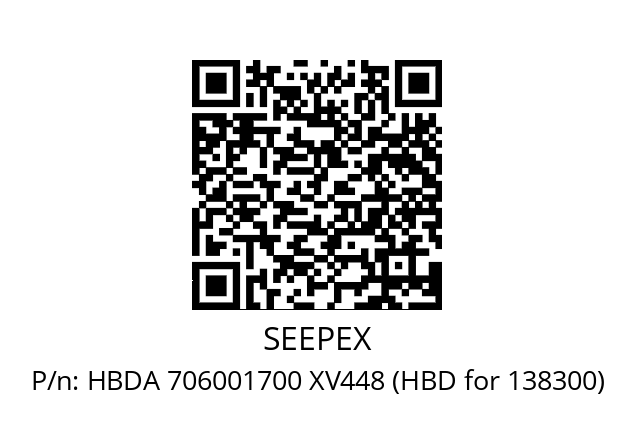   SEEPEX HBDA 706001700 XV448 (HBD for 138300)