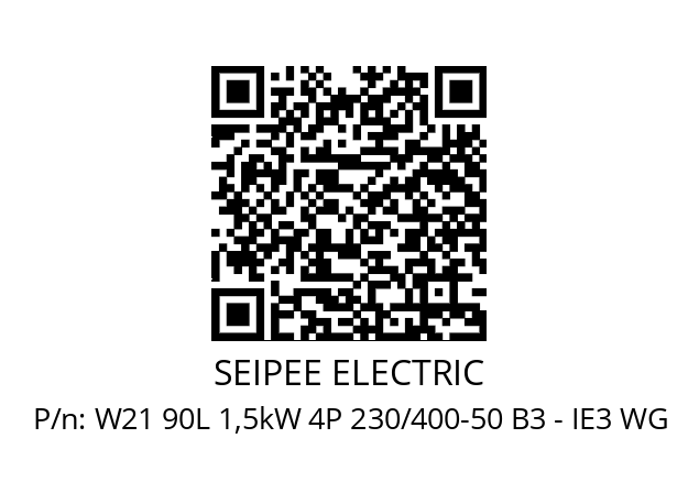   SEIPEE ELECTRIC W21 90L 1,5kW 4P 230/400-50 B3 - IE3 WG