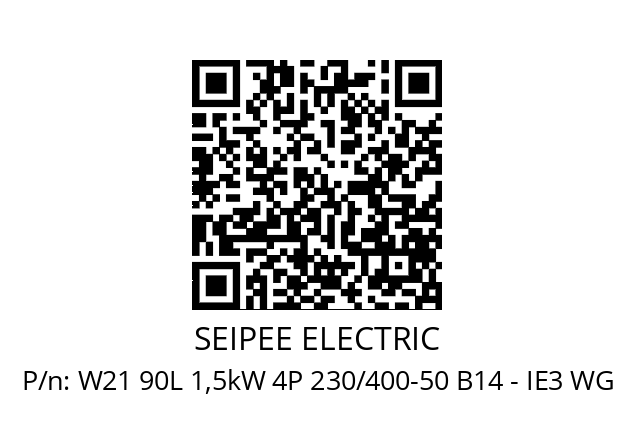   SEIPEE ELECTRIC W21 90L 1,5kW 4P 230/400-50 B14 - IE3 WG