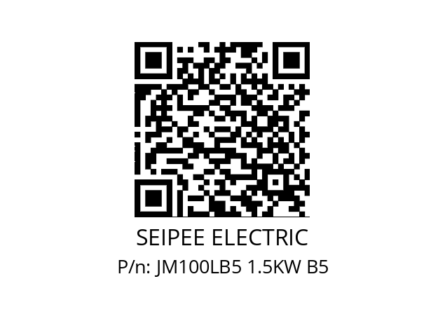   SEIPEE ELECTRIC JM100LB5 1.5KW B5