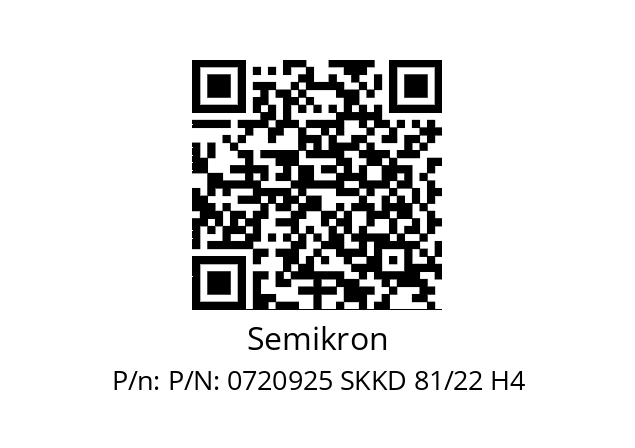   Semikron P/N: 0720925 SKKD 81/22 H4