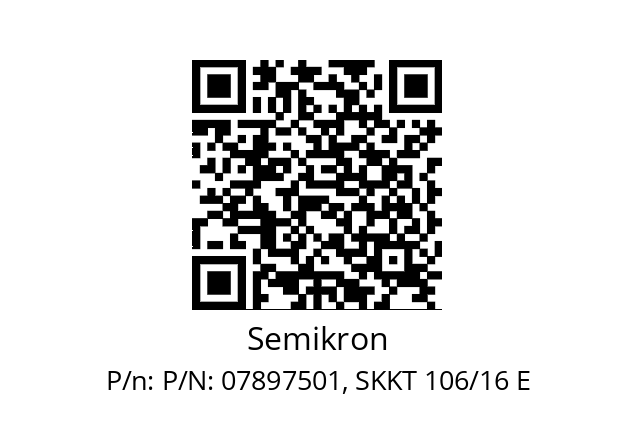   Semikron P/N: 07897501, SKKT 106/16 E