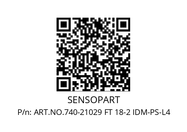   SENSOPART ART.NO.740-21029 FT 18-2 IDM-PS-L4