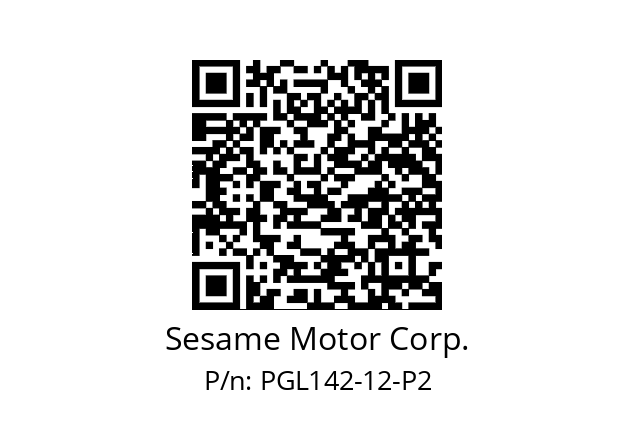  510-181017038-001 Sesame Motor Corp. PGL142-12-P2