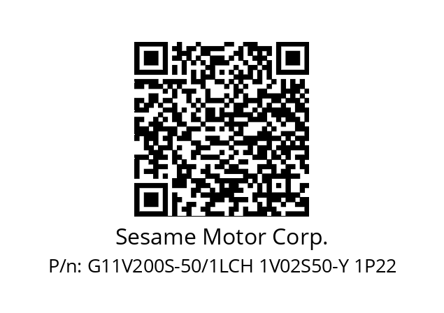   Sesame Motor Corp. G11V200S-50/1LCH 1V02S50-Y 1P22