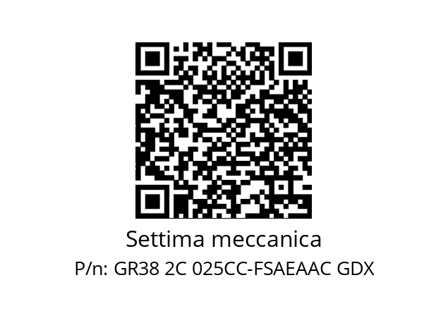   Settima meccanica GR38 2C 025CC-FSAEAAC GDX