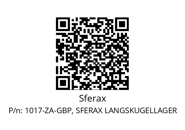   Sferax 1017-ZA-GBP, SFERAX LANGSKUGELLAGER