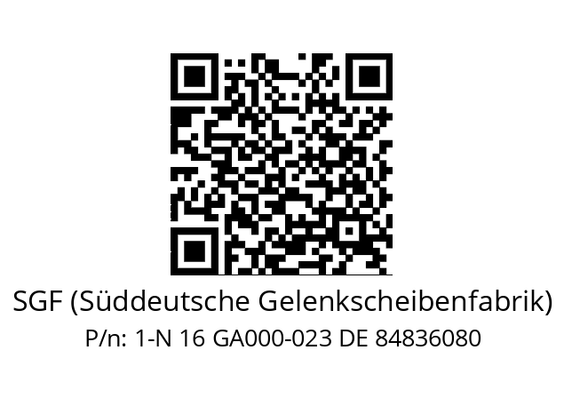   SGF (Süddeutsche Gelenkscheibenfabrik) 1-N 16 GA000-023 DE 84836080