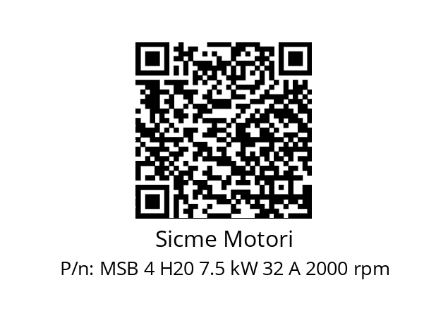   Sicme Motori MSB 4 H20 7.5 kW 32 A 2000 rpm