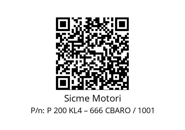   Sicme Motori P 200 KL4 – 666 CBARO / 1001