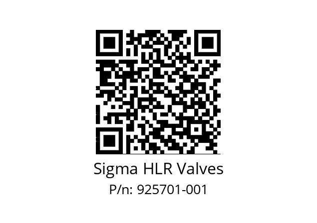   Sigma HLR Valves 925701-001