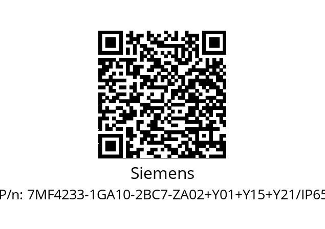   Siemens 7MF4233-1GA10-2BC7-ZA02+Y01+Y15+Y21/IP65