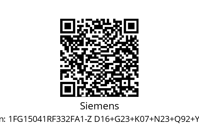   Siemens 1FG15041RF332FA1-Z D16+​G23+​K07+​N23+​Q92+​Y84