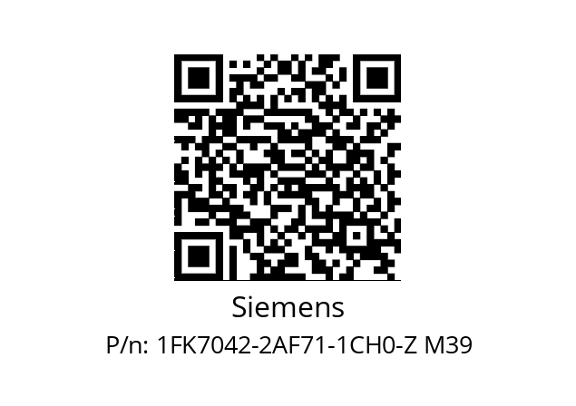  1FK7042-2AF71-1CH0-Z M39 Siemens 1FK7042-2AF71-1CH0-Z M39