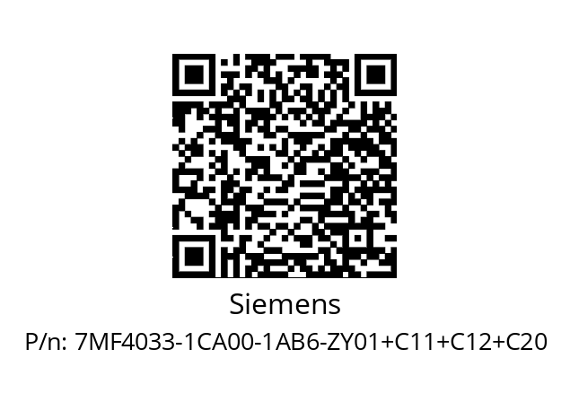   Siemens 7MF4033-1CA00-1AB6-ZY01+C11+C12+C20