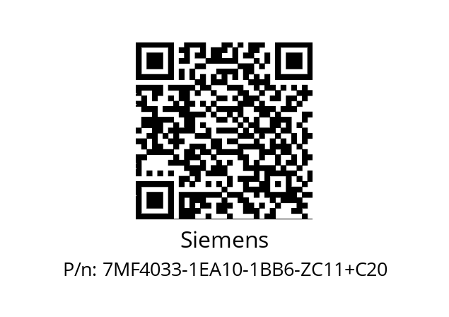   Siemens 7MF4033-1EA10-1BB6-ZC11+C20