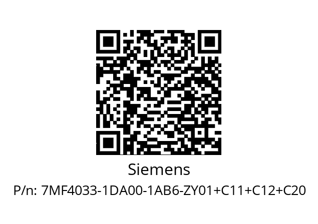   Siemens 7MF4033-1DA00-1AB6-ZY01+C11+C12+C20