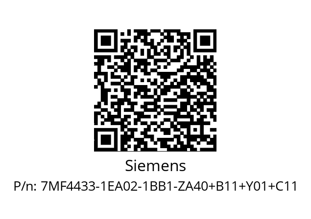   Siemens 7MF4433-1EA02-1BB1-ZA40+B11+Y01+C11