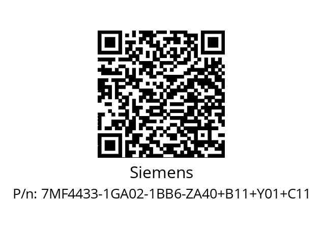   Siemens 7MF4433-1GA02-1BB6-ZA40+B11+Y01+C11