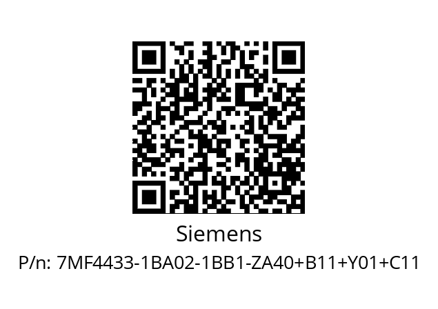   Siemens 7MF4433-1BA02-1BB1-ZA40+B11+Y01+C11