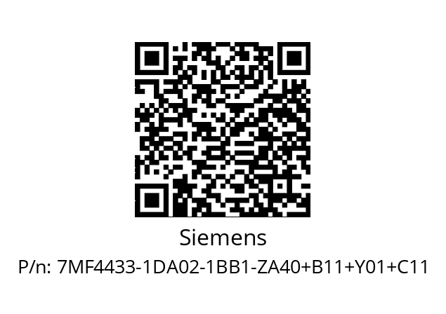   Siemens 7MF4433-1DA02-1BB1-ZA40+B11+Y01+C11