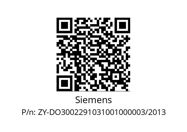   Siemens ZY-DO3002291031001000003/2013