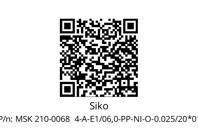   Siko MSK 210-0068  4-A-E1/06,0-PP-NI-O-0.025/20*01