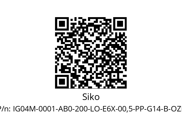   Siko IG04M-0001-AB0-200-LO-E6X-00,5-PP-G14-B-OZP