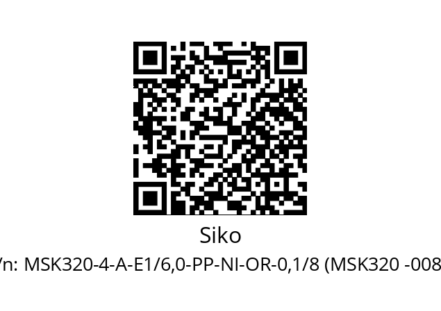   Siko MSK320-4-A-E1/6,0-PP-NI-OR-0,1/8 (MSK320 -0088)