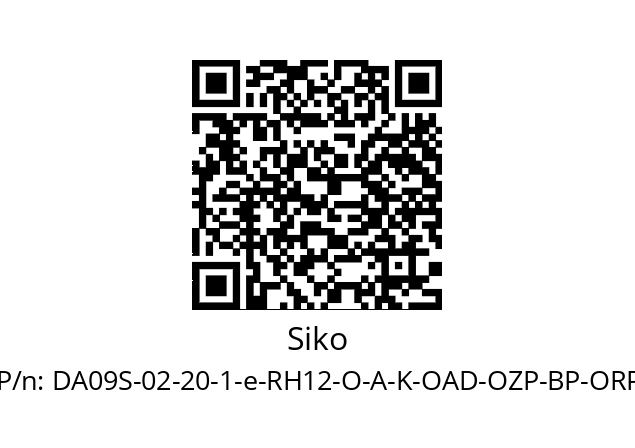  SKO245000B00069 Siko DA09S-02-20-1-e-RH12-O-A-K-OAD-OZP-BP-ORP