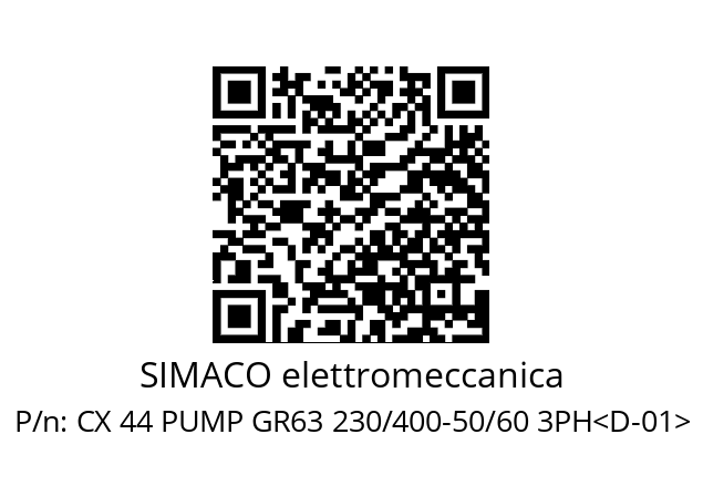   SIMACO elettromeccanica CX 44 PUMP GR63 230/400-50/60 3PH<D-01>