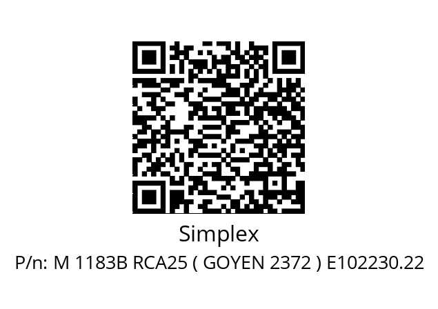   Simplex M 1183B RCA25 ( GOYEN 2372 ) E102230.22