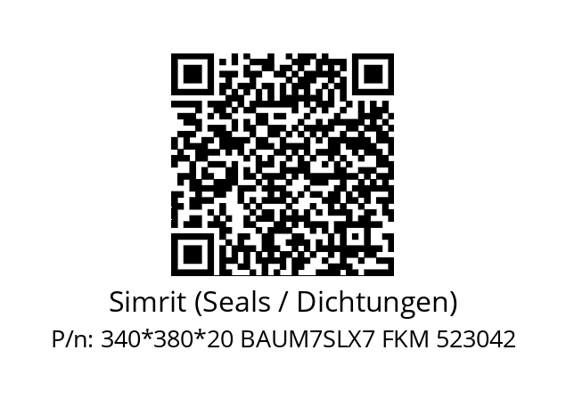   Simrit (Seals / Dichtungen) 340*380*20 BAUM7SLX7 FKM 523042