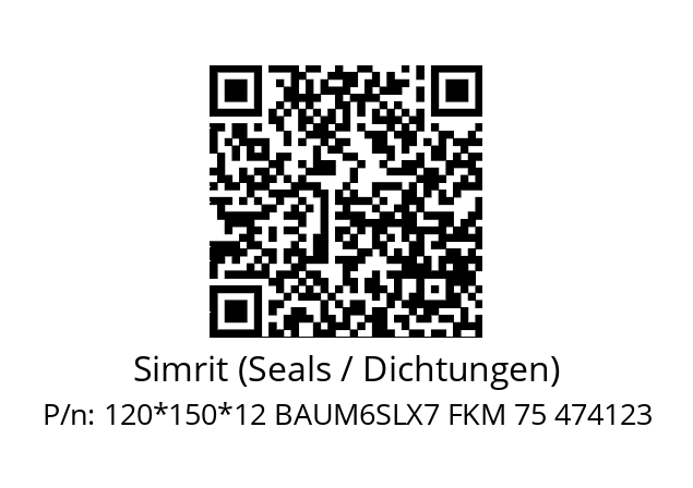   Simrit (Seals / Dichtungen) 120*150*12 BAUM6SLX7 FKM 75 474123