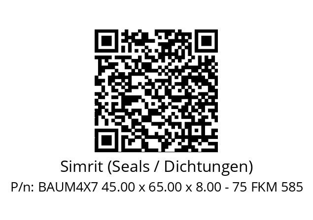   Simrit (Seals / Dichtungen) BAUM4X7 45.00 x 65.00 x 8.00 - 75 FKM 585