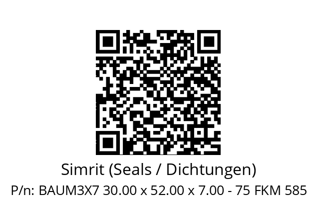   Simrit (Seals / Dichtungen) BAUM3X7 30.00 x 52.00 x 7.00 - 75 FKM 585