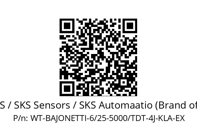   EPIC SENSORS / SKS Sensors / SKS Automaatio (Brand of Lapp Group) WT-BAJONETTI-6/25-5000/TDT-4J-KLA-EX