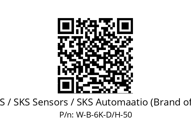   EPIC SENSORS / SKS Sensors / SKS Automaatio (Brand of Lapp Group) W-B-6K-D/H-50