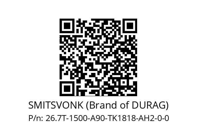   SMITSVONK (Brand of DURAG) 26.7T-1500-A90-TK1818-AH2-0-0