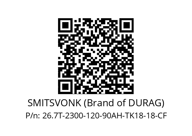   SMITSVONK (Brand of DURAG) 26.7T-2300-120-90AH-TK18-18-CF